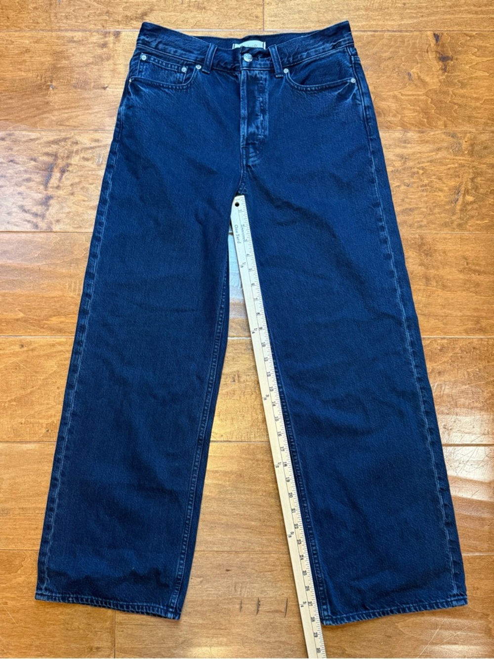 Madewell Low Rise Baggy Wide Leg Jeans Dark Indigo Button Fly 25 - Picture 4 of 11